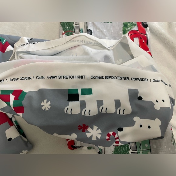 Bundle of Festive Polar Bear and Car Print Fabric 4 way stretch - Picture 3 of 8